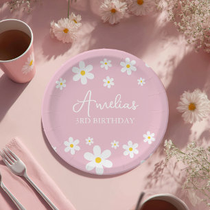 Assiettes En Carton Fleur marguerite Anniversaire Plaque de papier ros