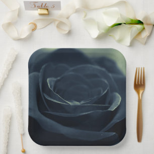Assiettes En Carton Fleur noire Rose Vibe gothique foncé