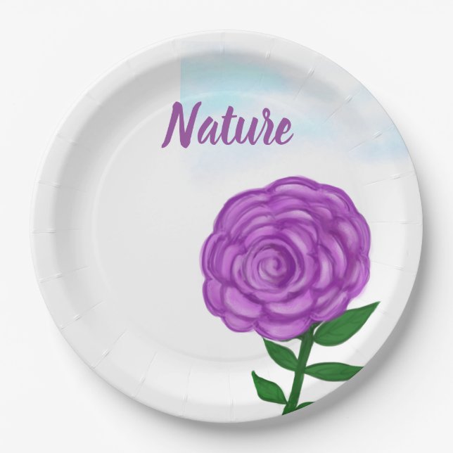 Assiettes En Carton Fleur pourpre nature (Devant)
