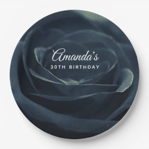 Assiettes En Carton Fleur Rose noire Vibe gothique foncé Anniversaire