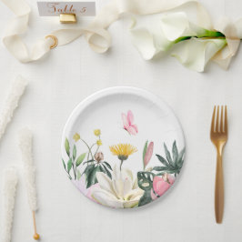Assiettes En Carton Fleur rose rose rustique