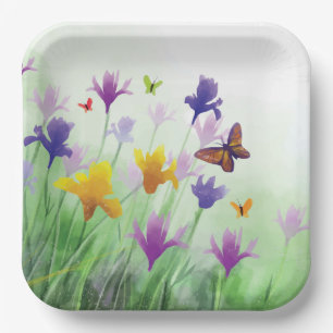 Assiettes En Carton Fleur sauvage aquarelle