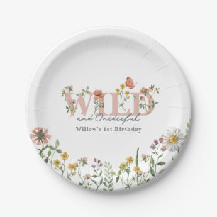 Assiettes En Carton Fleur sauvage aquarelle 1er anniversaire personnal