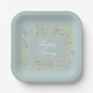 Assiettes En Carton Fleur sauvage aquarelle Bon printemps