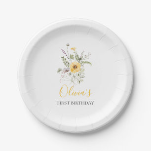 Assiettes En Carton Fleur sauvage aquarelle florale premier anniversai