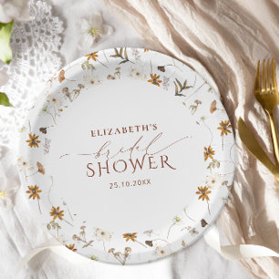 Assiettes En Carton Fleur sauvage automne Fête des mariées élégante