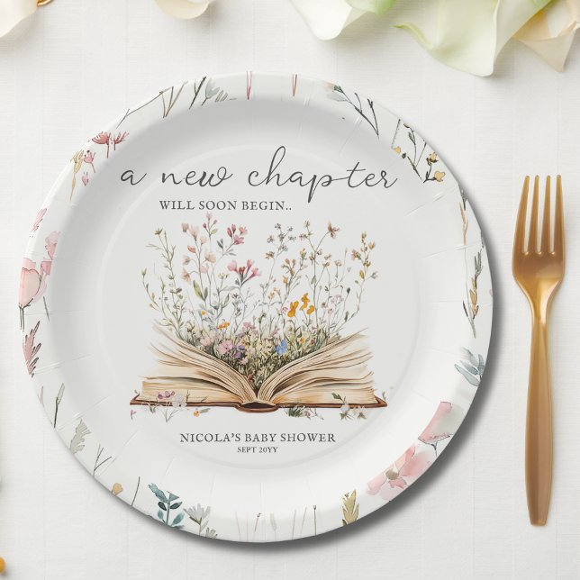 Assiettes En Carton Fleur sauvage | Baby shower à thème du livre (Créateur téléchargé)