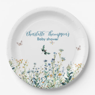 Assiettes En Carton Fleur sauvage bébé en baby shower fleuri