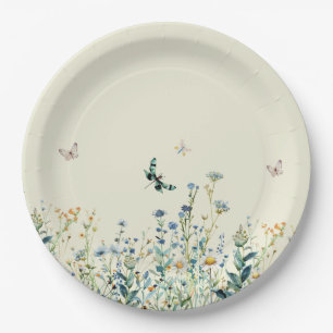 Assiettes En Carton Fleur sauvage bébé en baby shower fleuri