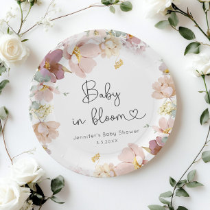 Assiettes En Carton Fleur sauvage bébé en baby shower fleuri