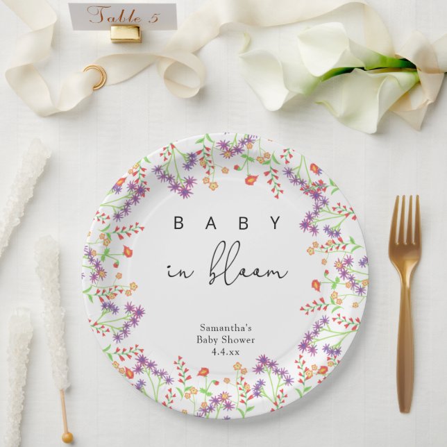 Assiettes En Carton Fleur sauvage - Bébé en fleurs (Mariage)