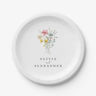 Assiettes En Carton Fleur sauvage boho jardin floral