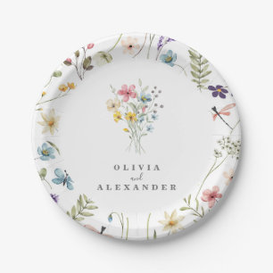 Assiettes En Carton Fleur sauvage boho jardin floral