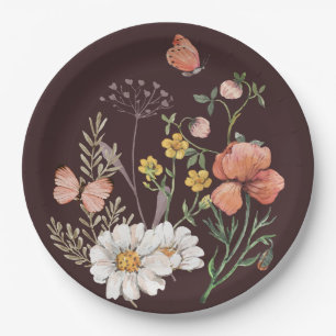 Assiettes En Carton Fleur sauvage botanique Boho
