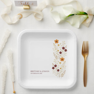 Assiettes En Carton Fleur sauvage d'automne Elegant Boho Mariage