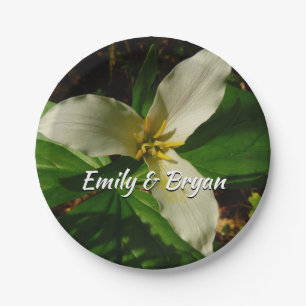 Assiettes En Carton Fleur sauvage de printemps blanc Trillium Flower