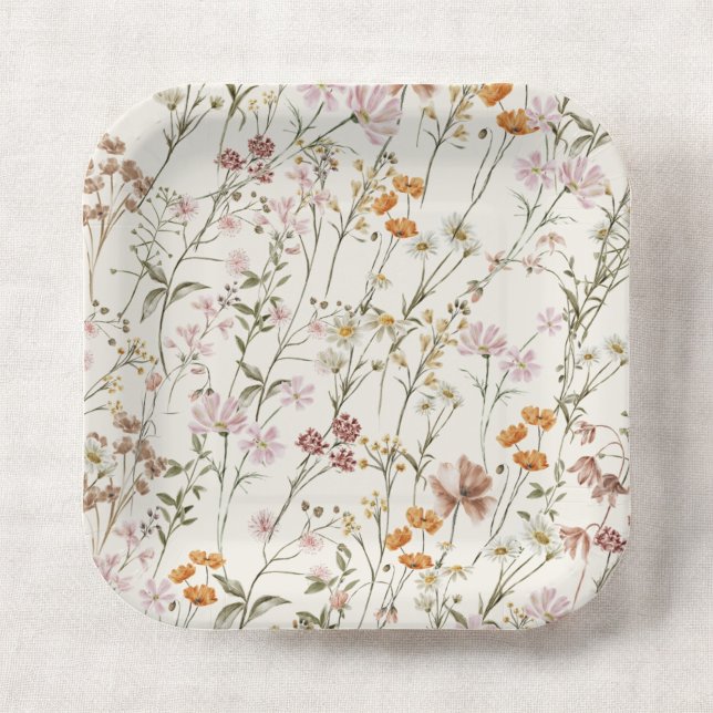 Assiettes En Carton Fleur sauvage en terre cuite Mariage Boho dans le  (Créateur téléchargé)