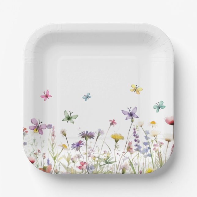 Assiettes En Carton Fleur sauvage fantaisie (Recto)