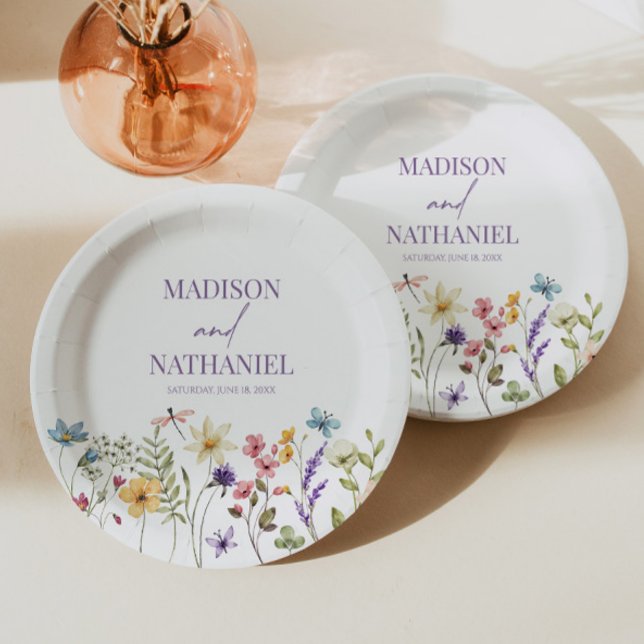 Assiettes En Carton Fleur sauvage Fleur Fleur Flore Jardin Mariage (Créateur téléchargé)
