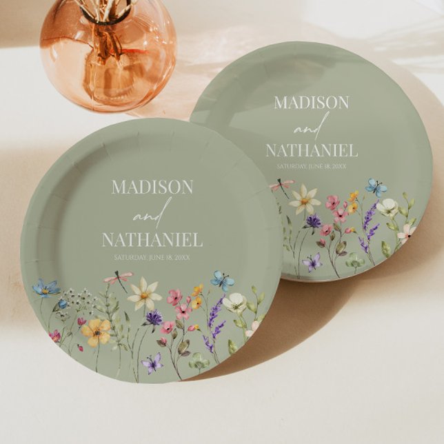 Assiettes En Carton Fleur sauvage Fleur Fleur Flore Jardin Mariage (Créateur téléchargé)