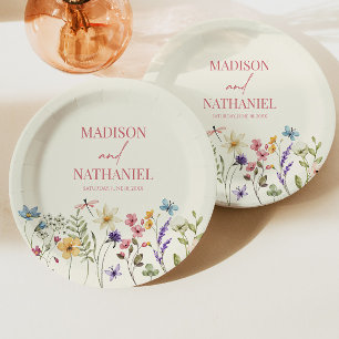 Assiettes En Carton Fleur sauvage Fleur Fleur Flore Jardin Mariage