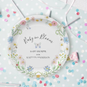 Assiettes En Carton Fleur sauvage Floral Baby in Bloom Butterfly Douch