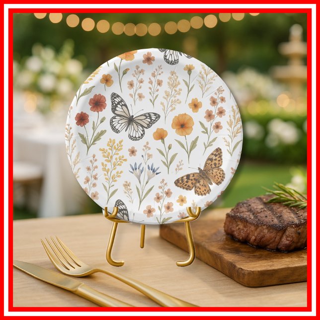 Assiettes En Carton Fleur sauvage Floral Boho (Créateur téléchargé)