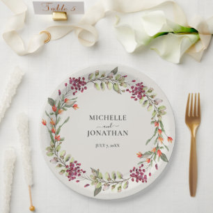 Assiettes En Carton Fleur sauvage Meadow Ecru Mariage