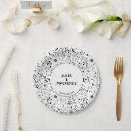 Assiettes En Carton Fleur sauvage Monochrome Mariage moderne