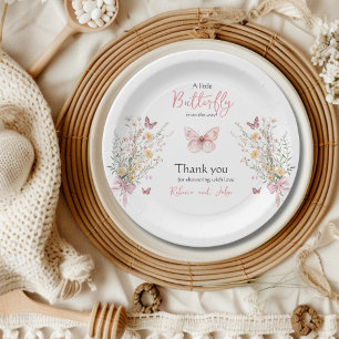 Assiettes En Carton Fleur sauvage papillon rustique Baby shower floral
