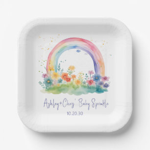Assiettes En Carton Fleur sauvage Rainbow Baby Girl Sprinkle