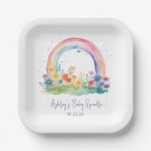 Assiettes En Carton Fleur sauvage Rainbow Baby Girl Sprinkle