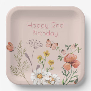Assiettes En Carton Fleur sauvage rose pâle