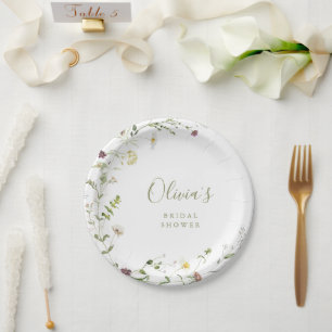 Assiettes En Carton Fleur sauvage Sage Green Rustic Boho Fête des mari