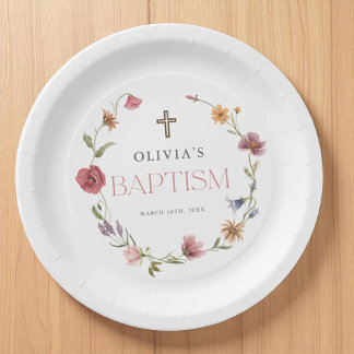 Assiettes En Carton Fleur sauvage Spring Floral Girl Baptism Party