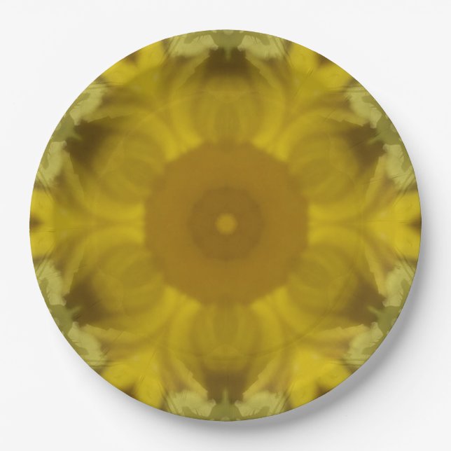 Assiettes En Carton Fleur soleil éclate dorée (Devant)