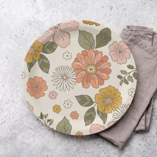 Assiettes En Carton Fleur Super | Boho | les années 70 thème