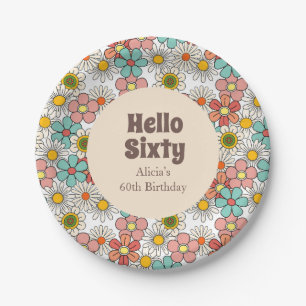 Assiettes En Carton Fleur Super Hippie Retro Hello Soixante Plaque pap