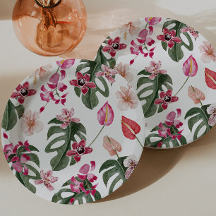 Assiettes En Carton Fleur tropicale colorée