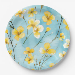Assiettes En Carton Fleurie 