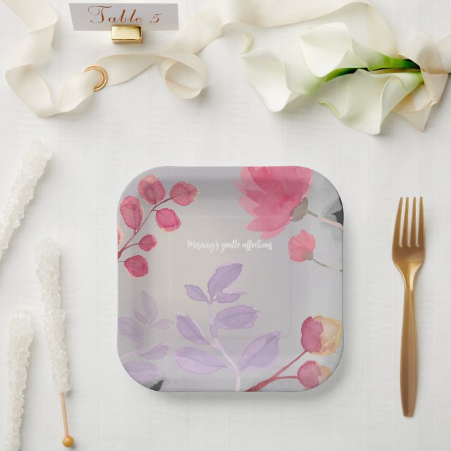 Assiettes En Carton Fleurs (Mariage)