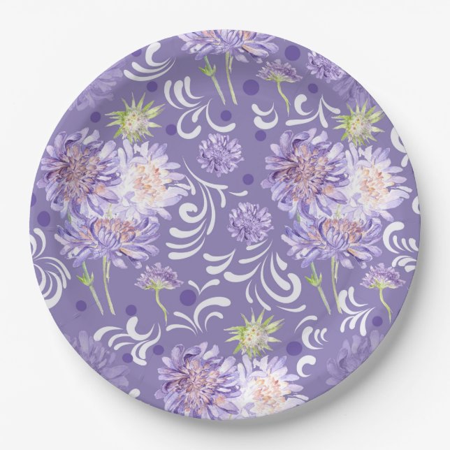Assiettes En Carton fleurs (Devant)