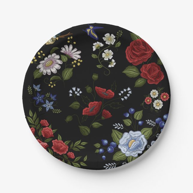 Assiettes En Carton Fleurs (Devant)