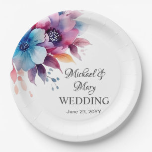 Assiettes En Carton Fleurs à l'aquarelle conception florale