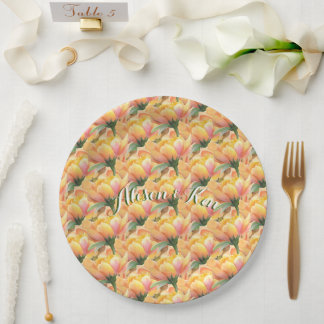 Assiettes En Carton Fleurs avec nom personnalisé personnalisé