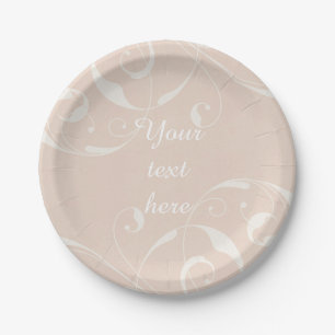 Assiettes En Carton Fleurs blanches et pêche crèmes en spirale Mariage