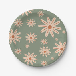 Assiettes En Carton Fleurs Boho simples Tous les âges Anniversaire