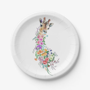 Assiettes En Carton Fleurs Bouquet Giraffe Plaques en papier