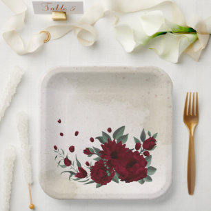 Assiettes En Carton Fleurs bourguignonnes verdure