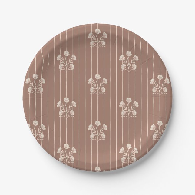 Assiettes En Carton Fleurs Brown (Devant)